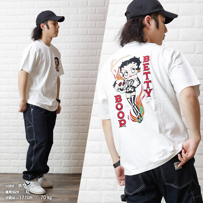 The BRAVE-MAN × BETTY BOOP (ブレイブマン ベティーブープ コラボ) ファイヤースカル 半袖 Tシャツ メンズ  bbb-2314 : bbb-2314 : Beans webshop - 通販 - Yahoo!ショッピング