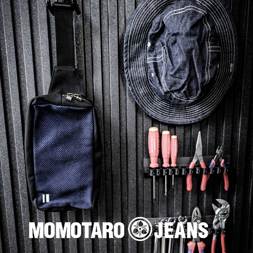 美品✨桃太郎ジーンズ ウエストバッグ　デニム　ダブルスライダーファスナー mzbg0016-3.jpg