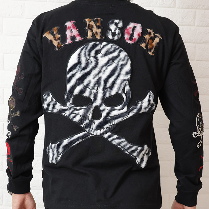 VANSON（バンソン） プレミアム ロンT メンズ 刺繍 スカル 長袖Tシャツ
