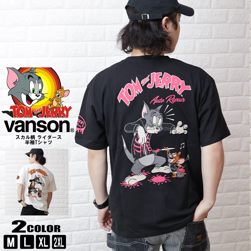 VANSON x TOM&JERRY コラボTシャツ トムとジェリー スカル柄 