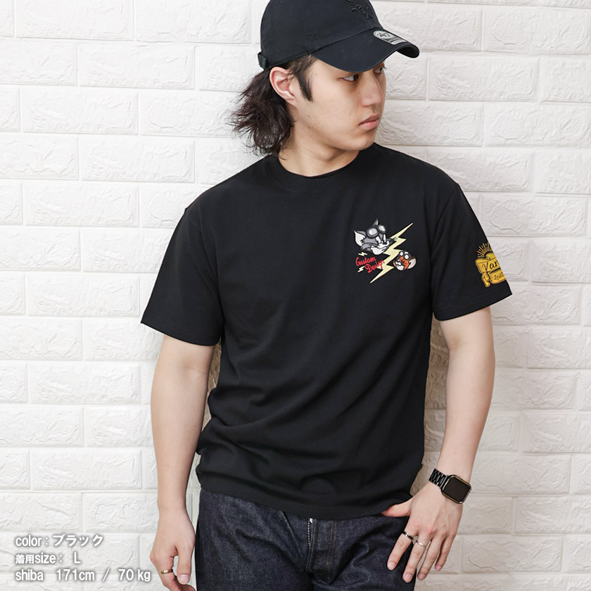 VANSON x TOM&JERRY コラボTシャツ トムとジェリー バイカー 半袖 Tシャツ サンダー メンズ tjv-2321｜beans-webshop｜02