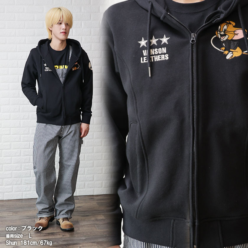 VANSON バンソン ジップパーカー ZIP パーカー 裏毛 スウェット  tjv-2404｜beans-webshop｜02