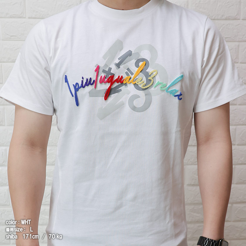 1PIU1UGUALE3 RELAX 3D レインボー ロゴ 半袖 Tシャツ レインボーロゴ 