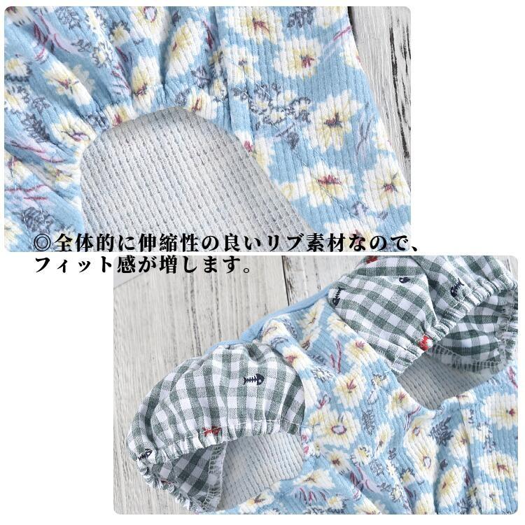 犬服 Tシャツ 春夏 花柄 リブ プルオーバー コットン60% ポリエステル