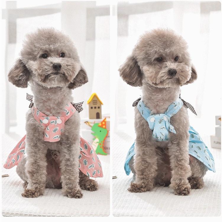 犬服 春 夏 犬ワンピース リーフ柄 ナチュラル キャミ ワンピース 小型