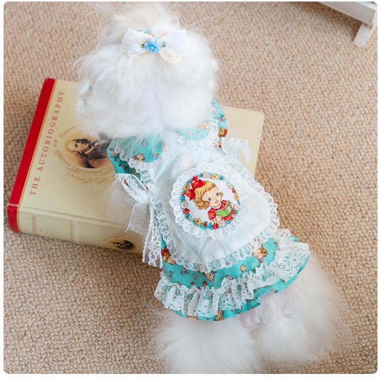 犬 ワンピース マーガレット エプロン風 国産生地 綿100% 犬服