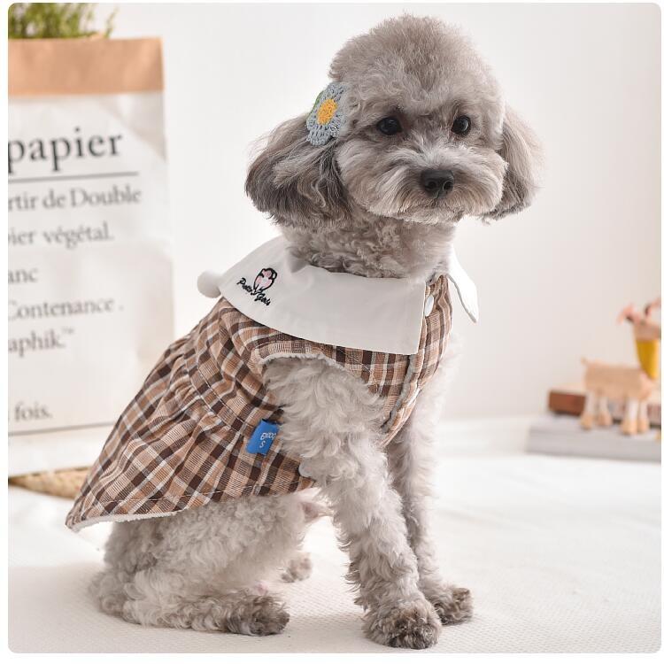 犬服 ワンピース 秋冬 タータンチェック 裏マイクロフリース 防寒 小型