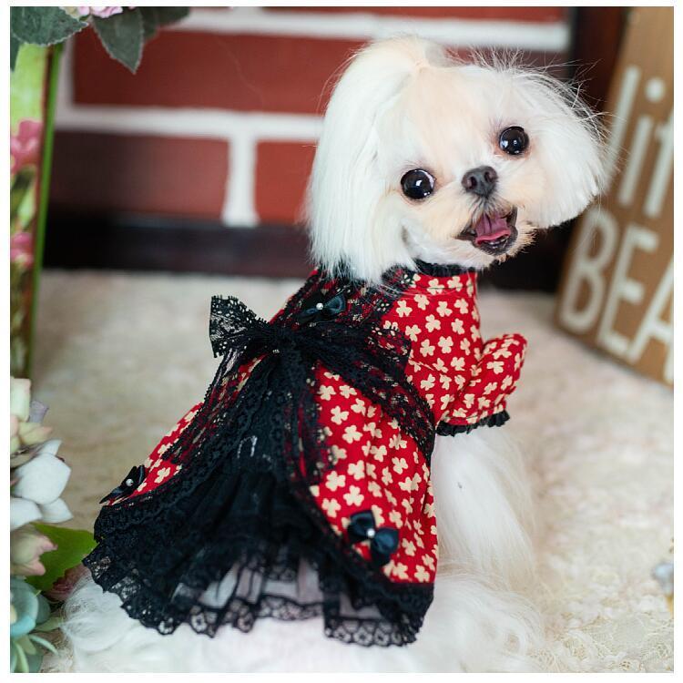 犬用ドレス フリル リボン　(2個セット) 犬 服 ワンピース 帽子セット 2点 小型犬 中型犬 ドッグウェア 綿100