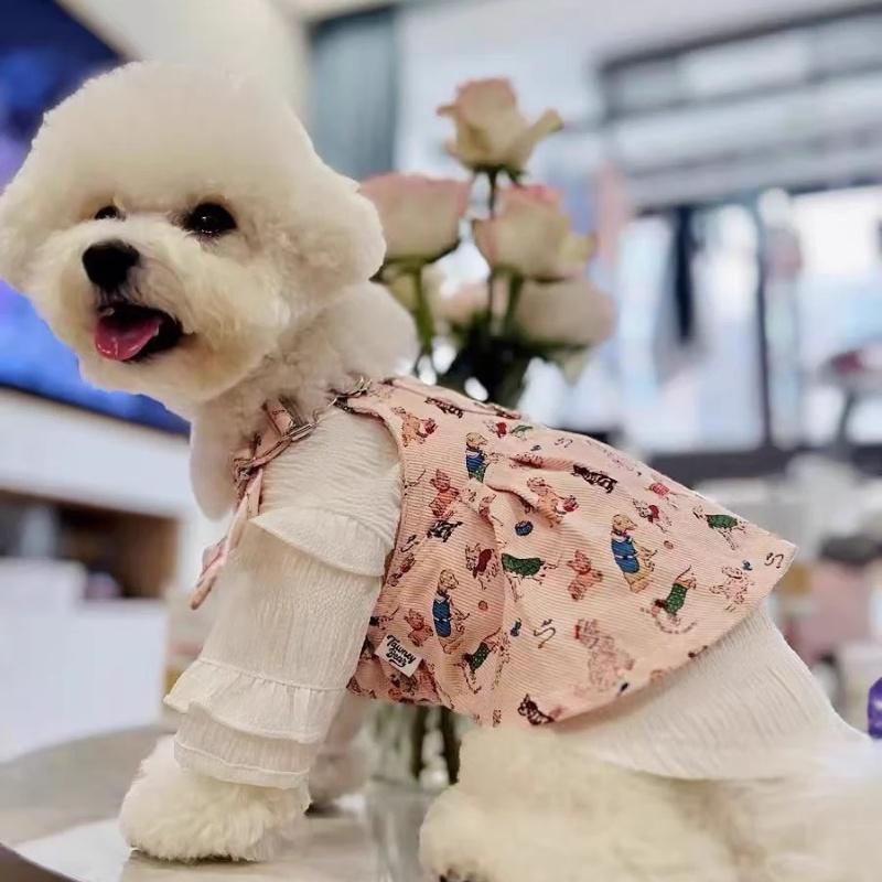 犬服 ワンピース 春夏 ポリエステル100% 袖フリル ホワイト 小型犬