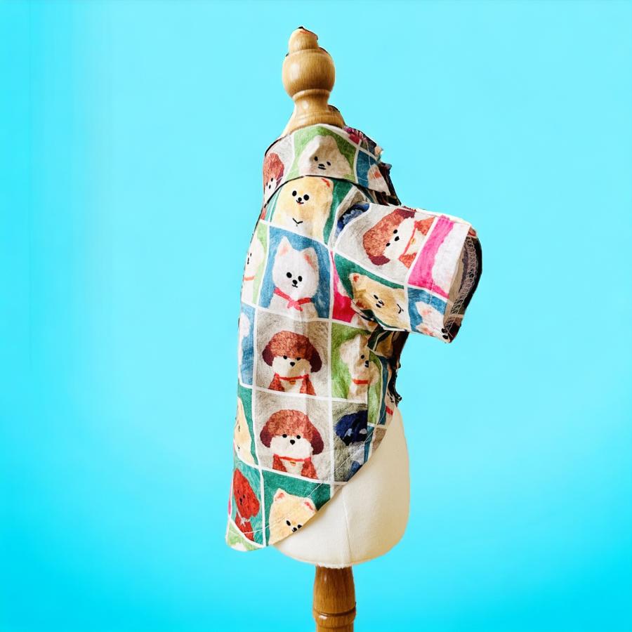犬服 シャツ 春夏 ポリエステル100% カラフル 犬柄 小型犬 中型犬 XS
