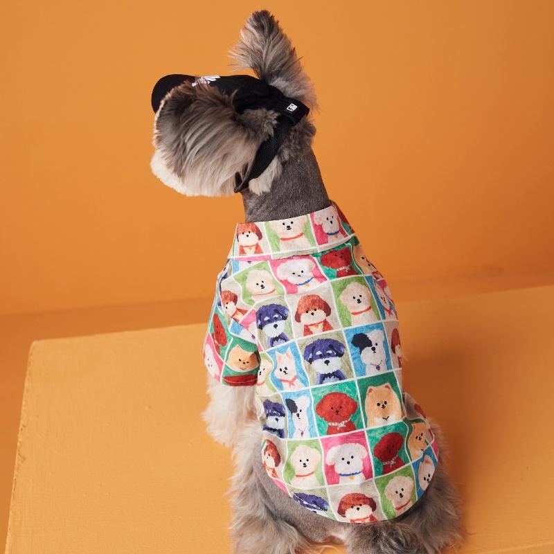 犬服 シャツ 春夏 ポリエステル100% カラフル 犬柄 小型犬 中型犬 XS