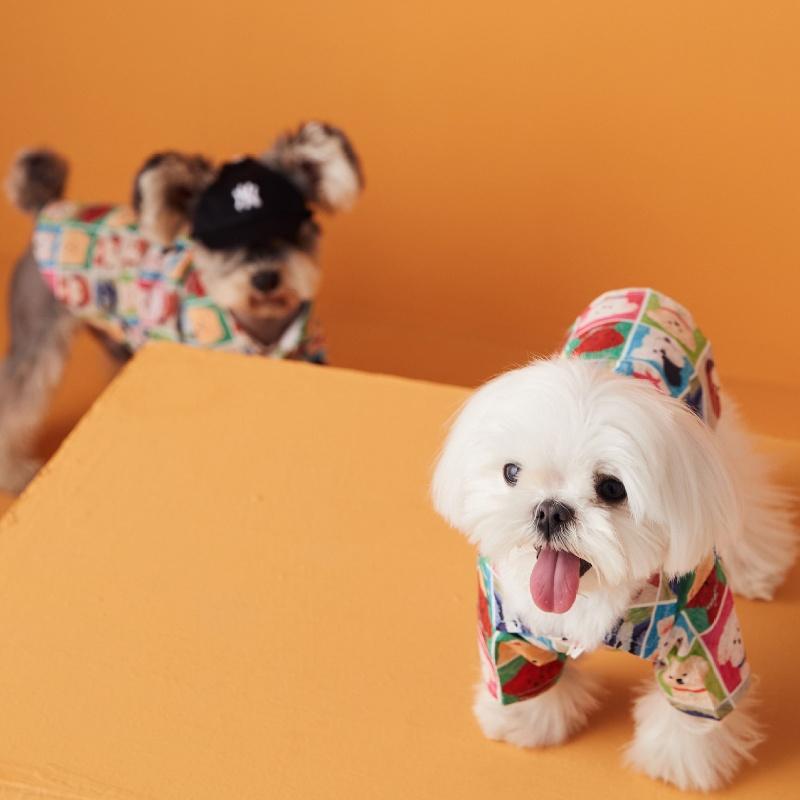 犬シャツ カラフル わんわん柄 シャツ ブランド 犬服 犬 服 犬の服