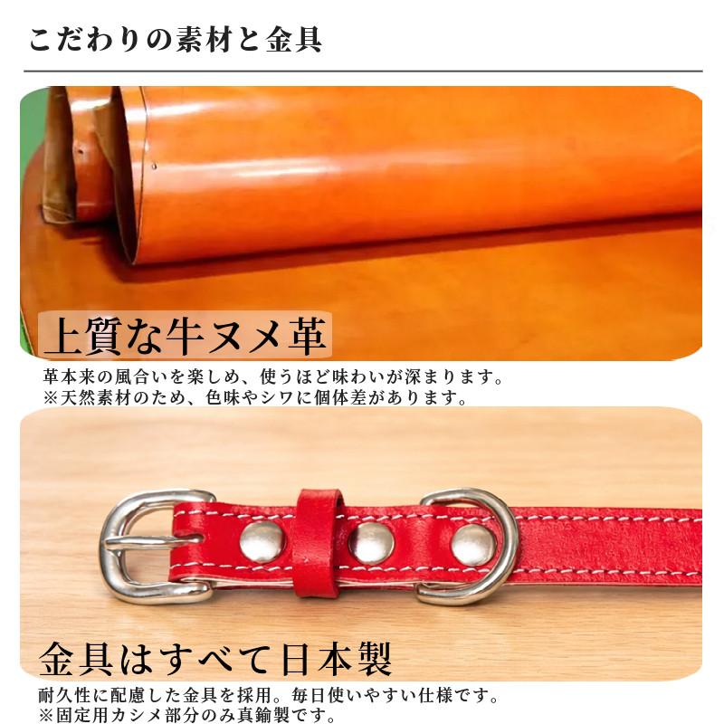 犬用首輪 本革 牛ヌメ革 名入れ無料 名前入り刻印 日本製 猫 超小型犬