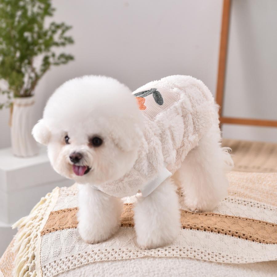 新商品 犬服 ドッグウェア 両面ボア フラワー刺繍 ベスト 秋冬 防寒