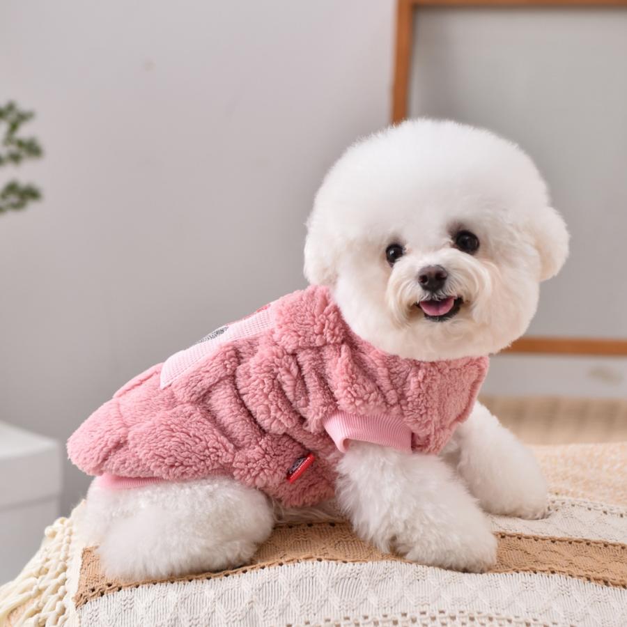 犬服 ベスト 秋冬 両面ボア フラワー刺繍 防寒 小型犬 中型犬 XS〜2XL