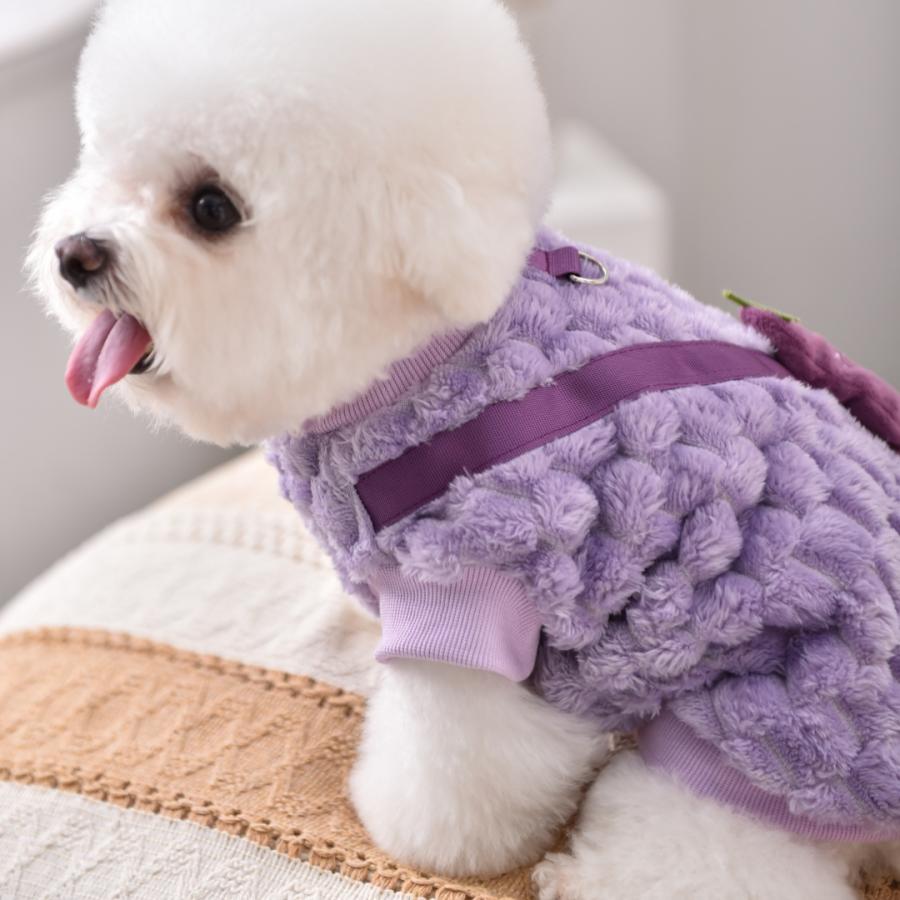 犬服 秋冬 ふわもこ ボア ベスト なすポシェット風 Dカン付き 防寒 超