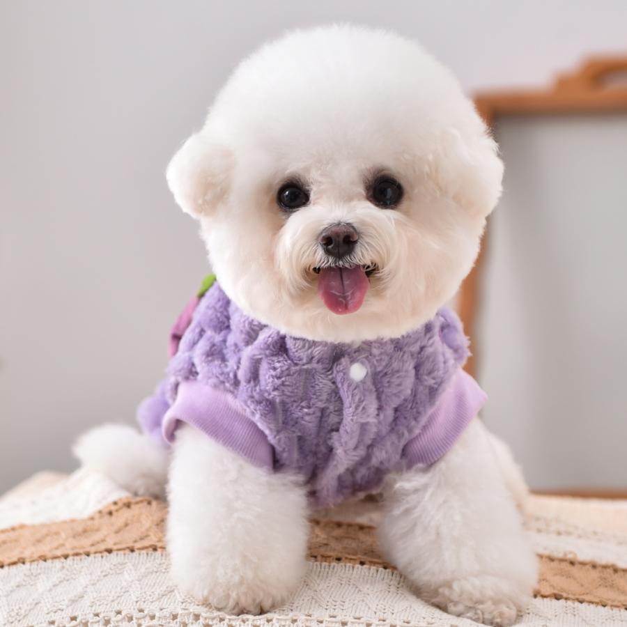 犬服 秋冬 ふわもこ ボア ベスト なすポシェット風 Dカン付き 防寒 超