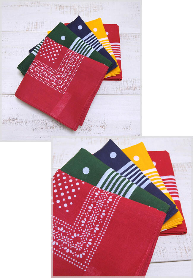 Modas モダス ドットバンダナ 100% コットン 約 53cm x 大判 Dot