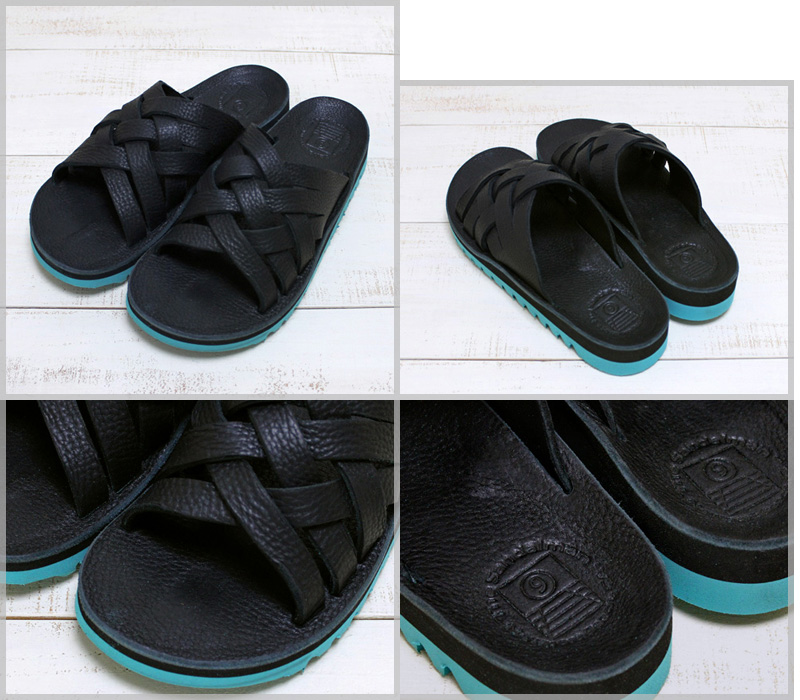 The Sandalman サンダルマン ウィーブレザーサンダル ブラック THE SANDALMAN The Sandalman サンダルマン 別注 ウィーブレザー
