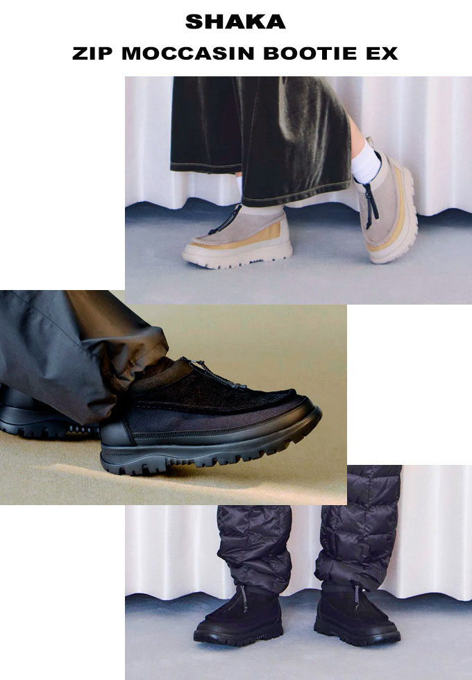 SHAKA（シャカ） ジップ モカシン ブーティ ex グレージュ ブラック