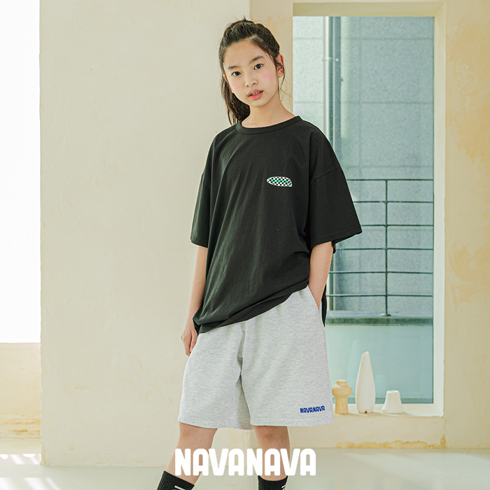 ナバナバ Tシャツ 半袖 NAVANAVA 子供 レディース 韓国 Kファッション 韓流 ストリート 男女兼用 ビックシルエット オーバーサイズ チェッカー 安い｜bearfoot-shoes｜08