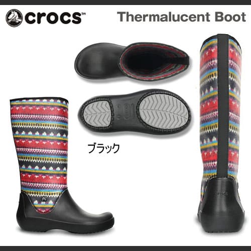 クロックス レインブーツ レディース 長靴 サーマルーセント ブーツ Crocs Thermalucent Boot 交換無料 値引き｜bearfoot-shoes｜02