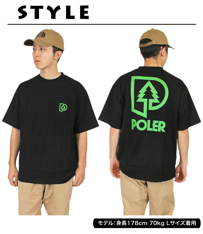 ポーラー 半袖Tシャツ メンズ ルーズ アウトドア キャンプ POLER ツリーピーポケットリラックスフィットティー 231MCV0060  ゆうパケット1点まで送料無料