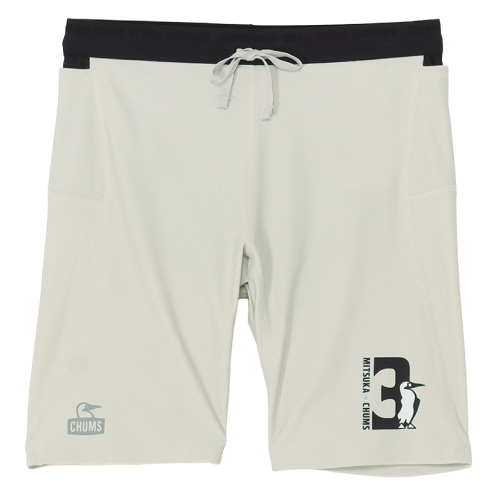 CHUMS チャムス×ミツカ ランニング ミドルタイツ ハーフスパッツ レギンス ミドル丈 ランニング インナーパンツ付き CH03-1440 メール便対応の画像