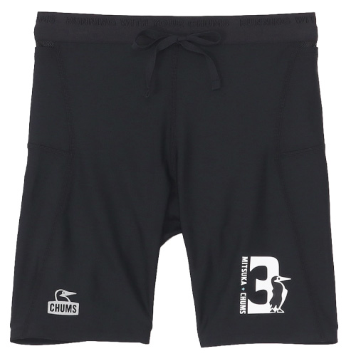 CHUMS チャムス×ミツカ ランニング ミドルタイツ ハーフスパッツ レギンス ミドル丈 ランニング インナーパンツ付き CH03-1440 メール便対応の画像