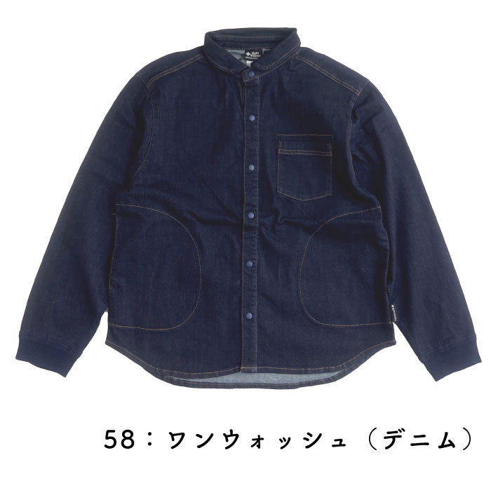 ONE WASH ストレッチ ウエスタン シャツ　ジャケット　デニム生地 gym master ジムマスター 10ozストレッチデニムシャツカツラギ