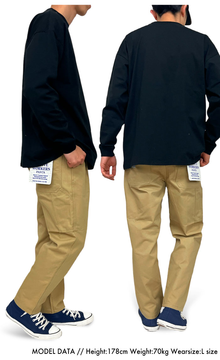 atlast＆co　ワークパンツ　チノパン　32　ネイビー ATLAST ＆ CO(アットラスト) チノトラウザーズ オリーブ サイズ