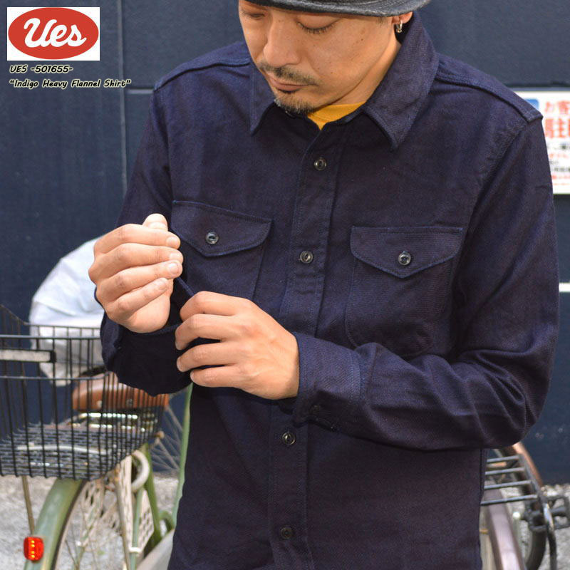 UES インディゴ ヘビーフランネルシャツ SIZE2（M） UES（ウエス） 