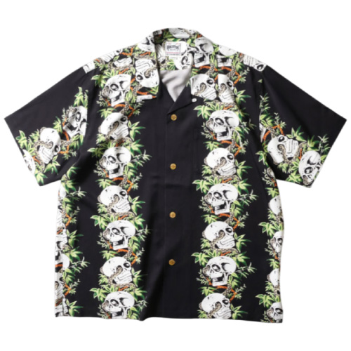 HOUSTON（ヒューストン） ALOHA SHIRT (骸骨) アロハシャツ 半袖シャツ
