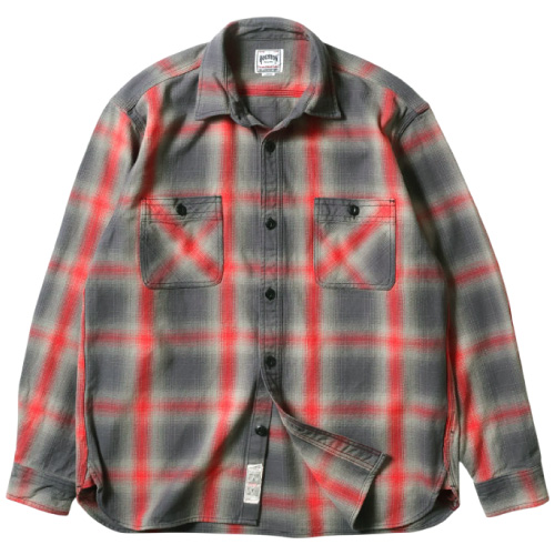 Houston ヒューストン オンブレチェックビエラシャツ 長袖シャツ 厚手 ワークシャツ フランネルシャツ チェックシャツ メンズ レディース 定番 41252 2025新作 | HOUSTON | 02