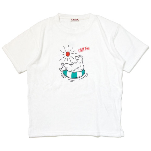 正規品　新品タグ付　トーマスベア　プリント　クロップド丈　白　Tシャツ　12Y PLES MAKERS プリーズメーカーズ チルタイム ベア パイル プリント