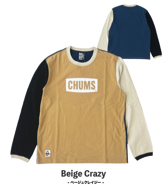 CHUMS チャムス ロゴ ブラッシュド 長袖Tシャツ メンズ