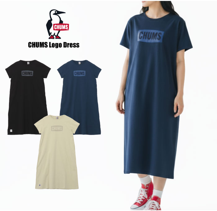 CHUMS 半袖 Tシャツ ワンピース ブラック Ｌ CHUMS（チャムス） ワンピース レディース 半袖 チャムスロゴドレス A
