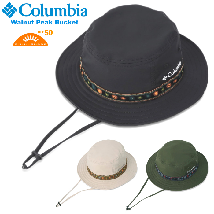 Columbia コロンビア ウォルナットピークバケット 帽子 バケハ 大きいサイズ あご紐付き UVカット UPF50 紫外線対策 日除け 日焼け防止 軽量　PU5041｜bearsstore