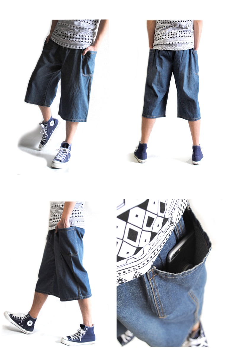 BEATJIVE デニムパンツ メンズ サルエルパンツ 膝下 ショーツ