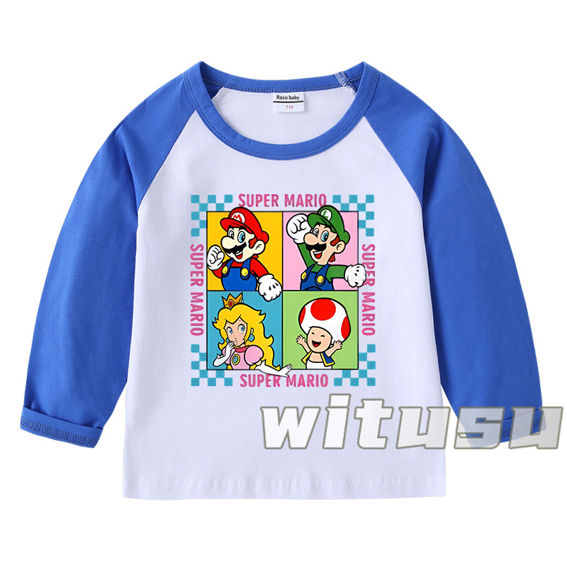 春秋 子供服 Mario スーパーマリオ 男の子 女の子 カットソー 長袖Tシャツ ラグラン 七分袖...