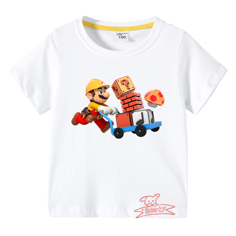 【15色】春夏新作 子供服 半袖Tシャツ スーパーマリオ 100%綿 ラウンドネック 丸首 男の子女の子向け 子ども服 小学生から幼稚園児に最適 80-150cm｜beatystore｜15