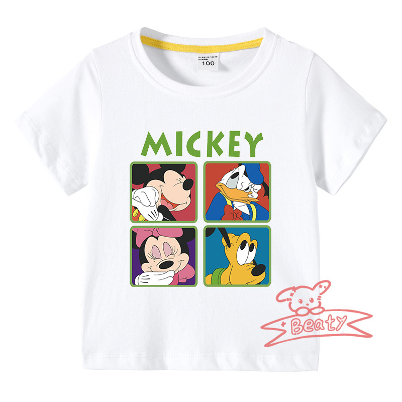 【15色】春夏新作 子供服 半袖Tシャツ ミッキーマウス 100%綿 ラウンドネック 丸首 男の子女...