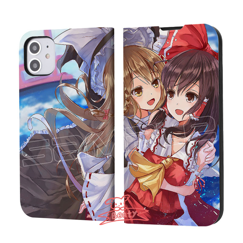 東方Project 霊夢 魔理沙 レミリア スマホケース iPhone ケース 手帳型 SE3 iPhone 14 iPhone15 耐衝撃 カバー カード 収納 アイフォン ポケット マッグネット｜beatystore｜12