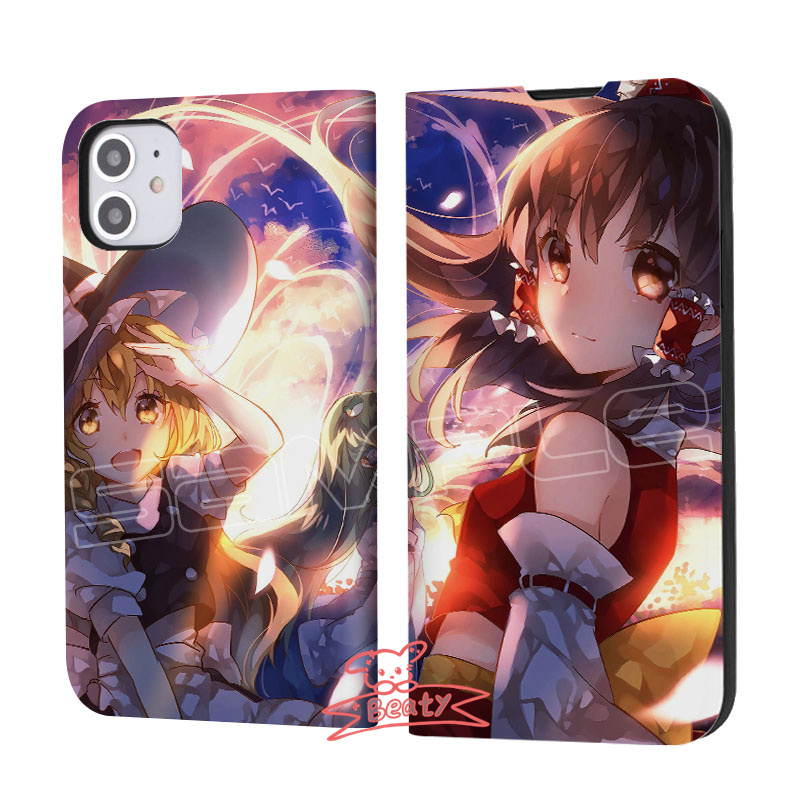 東方Project 霊夢 魔理沙 レミリア スマホケース iPhone ケース 手帳型 SE3 iPhone 14 iPhone15 耐衝撃 カバー カード 収納 アイフォン ポケット マッグネット｜beatystore｜18