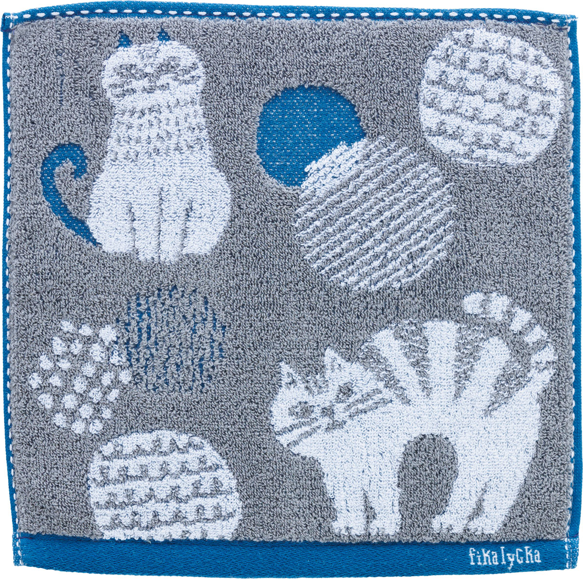 タオルハンカチ 北欧 fikalycka 猫 猫グッズ ジャガード織 メール便可