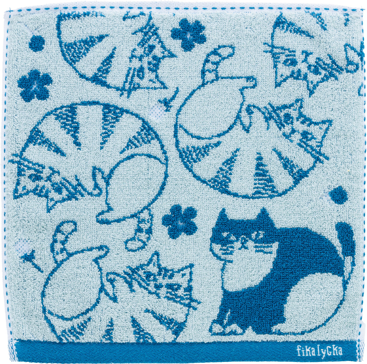 タオルハンカチ 北欧 fikalycka 猫 猫グッズ ジャガード織 メール便可