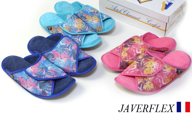 スリッパ レディース JAVERFLEX メッシュ草花柄 5315 22.5-24.5
