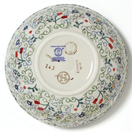 ポーランド陶器・食器 ボウルM 16.5cm 小花と唐草 どんぶり