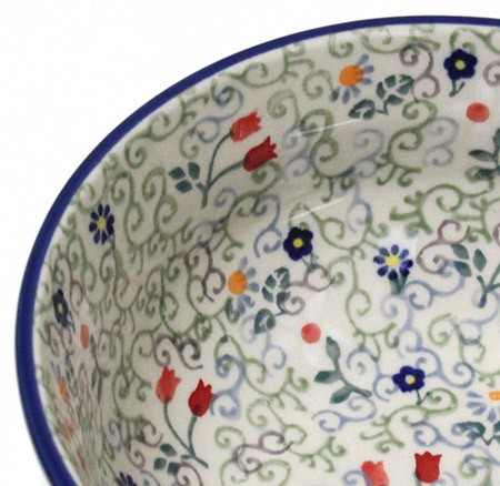 ポーランド陶器・食器 ボウルM 16.5cm 小花と唐草 どんぶり