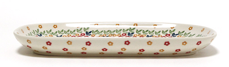 ポーランド食器 陶器 オーバルプレートL 28cm レッド＆オレンジの小花